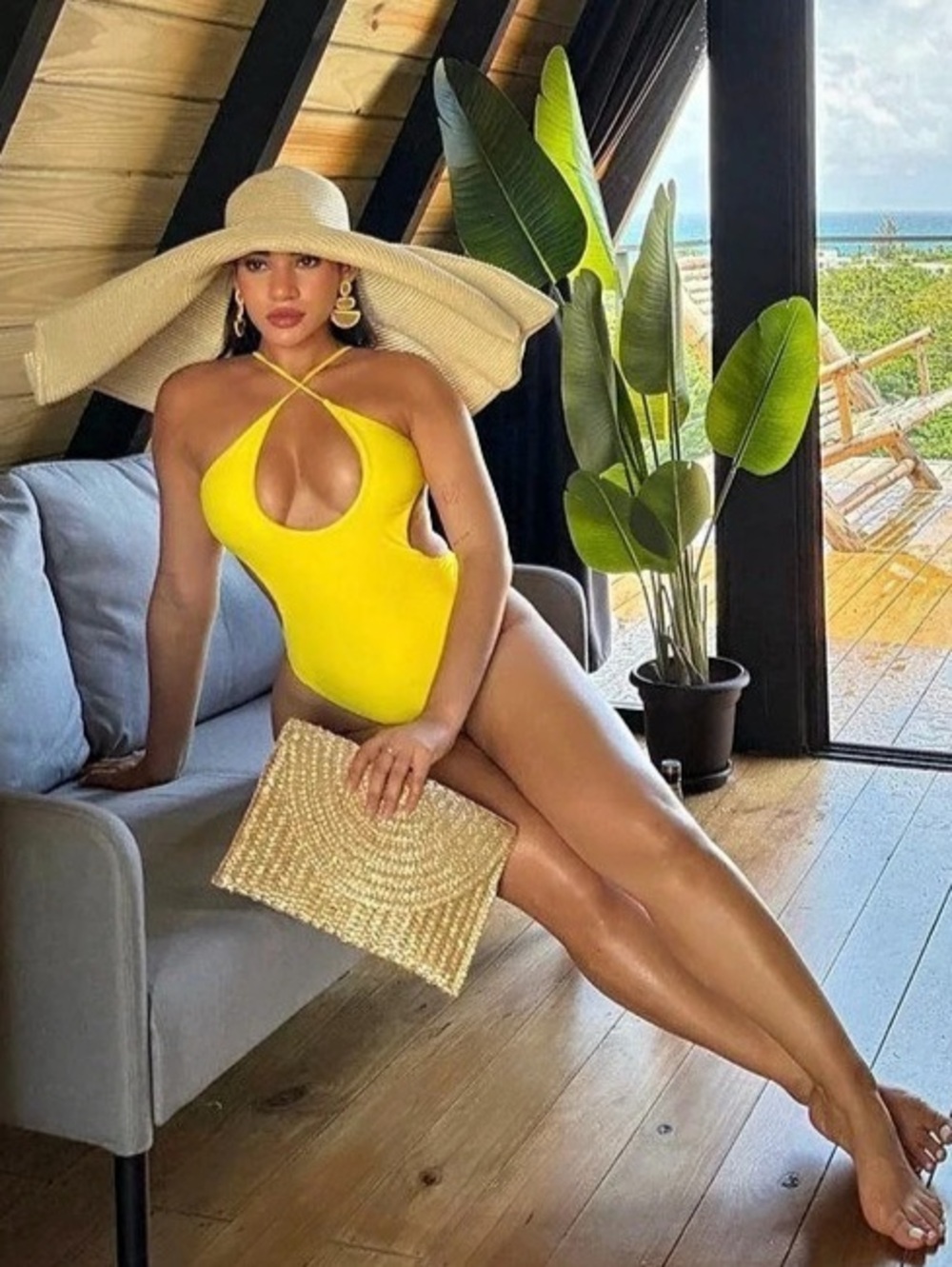 Fashion Nova So Extra Oversized Floppy Hat in Beige